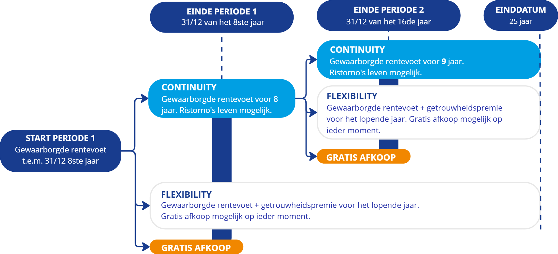 Schematische weergave van de keuzemogelijkheden van Vita Invest.2